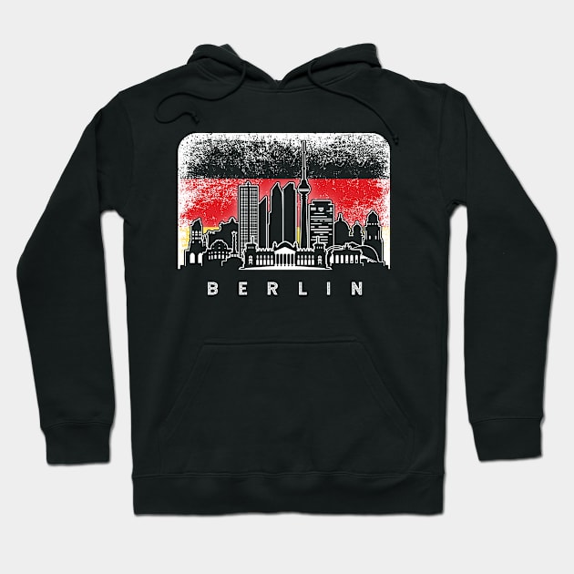 Berlin Germany Skyline Vintage German Flag Hoodie by ThyShirtProject - Affiliate